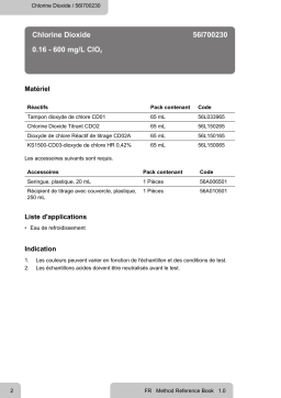 Lovibond Single Method 56I700230 - Chlorine Dioxide Manuel utilisateur