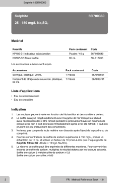 Lovibond Single Method 56I700360 - Sulphite Manuel utilisateur