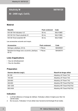 Lovibond Single Method 56I700120 - Alkalinity M Manuel utilisateur