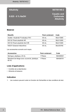 Lovibond Single Method 56I700140-2 - Alkalinity Manuel utilisateur