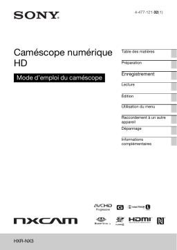 Sony HXR-NX3 : Mode d'emploi avec IA et PDF