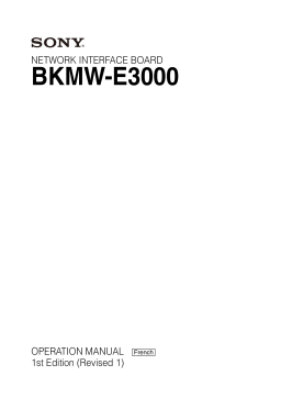 Sony BKMW-E3000 Manuel d'utilisation | AI Chat & PDF Access