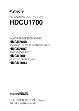 Sony HDCU1700 Manuel d'Utilisation | AI Chat & Téléchargement PDF