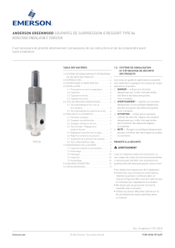 Anderson Greenwood Type 84 Spring Operated Pressure Relief Valves Manuel du propriétaire