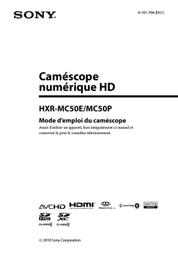 Sony HXR-MC50E/MC50P: Mode d'emploi + Chat IA