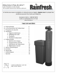 Rainfresh T Series Water Softener Manuel du propri&eacute;taire