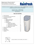 Rainfresh 30C &amp; 40C Softeners Manuel utilisateur