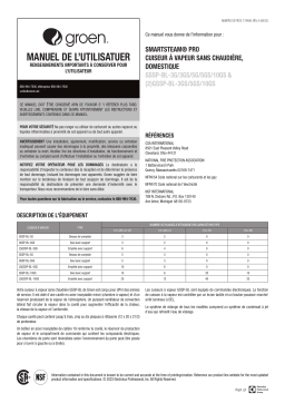 Groen Gas GSSP-BL Boilerless Steamer - Canadian French Manuel du propriétaire