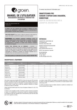 Groen Electric GSSP-BL Boilerless Steamer - Canadian French Manuel du propriétaire