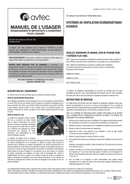 Avtec EcoArch Manuel du propriétaire