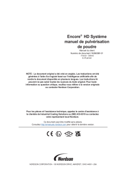 Nordson Encore HD Manual Powder Spray System Manuel du propriétaire