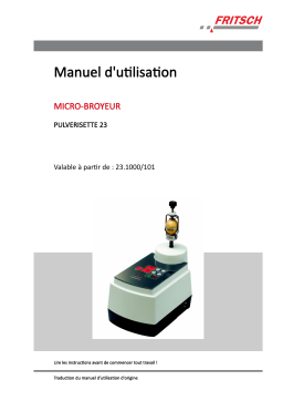 Fritsch Mini-Mill PULVERISETTE 23 Mode d'emploi
