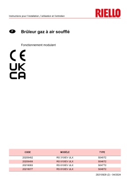Riello BRUCIATORE RS 510/EV ULX TL FS1/FS2 3/400/50 1/230/50 Manuel utilisateur