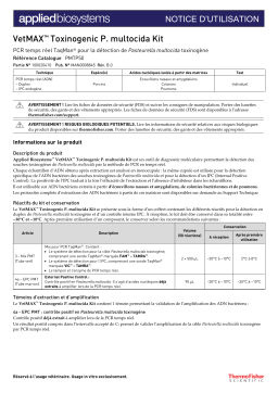 Thermo Fisher Scientific VetMAX Toxinogenic P. multocida Kit Mode d'emploi