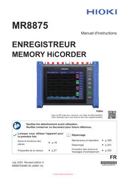 Hioki MEMORY HiCORDER MR8875 Manuel utilisateur