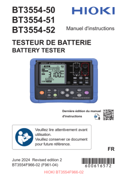 Hioki BATTERY TESTER BT3554-50,BT3554-51,BT3554-52 Manuel utilisateur