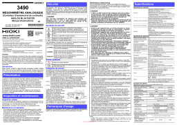 Hioki ANALOG MΩ HiTESTER 3490 Manuel utilisateur