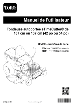 Toro eTimeCutter 42in Riding Mower Manuel utilisateur