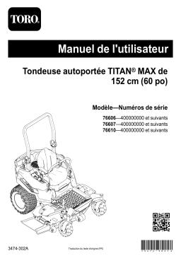 Toro Titan Max 60in Zero Turn Riding Mower Manuel utilisateur