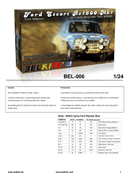 BELKITS Ford Escort Rs1600 Mk1 Guide de d&eacute;marrage rapide