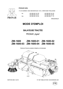 PRONAR ZM1600 Manuel du propriétaire
