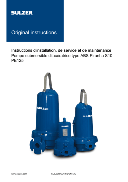 Sulzer Submersible Grinder Pump Type ABS Piranha S10 - PE125 Manuel utilisateur