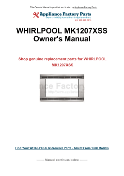 Whirlpool MK1207XSS Guide d'installation