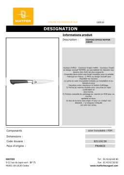Matfer 120510 Manuel du propriétaire