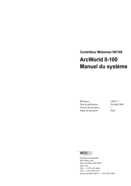 Yaskawa Motoman ArcWorld II-100 System Manuel du propriétaire