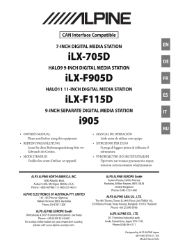 Alpine iLX-F905DU8S Manuel du propriétaire