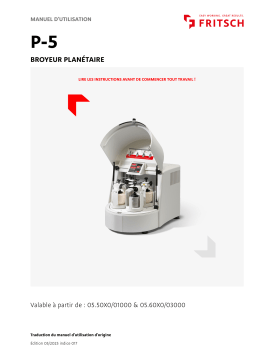 Fritsch Planetary Mill PULVERISETTE 5 Mode d'emploi