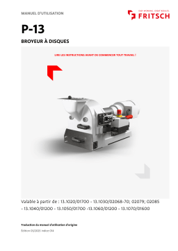 Fritsch Disk Mill PULVERISETTE 13 Mode d'emploi