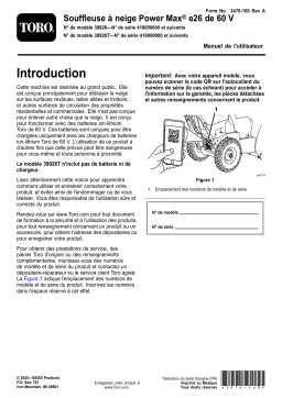 Toro Power Max e26 60V Snowthrower Manuel utilisateur