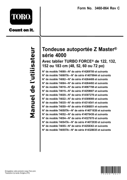 Toro 48in Z Master 4000 Series Riding Mower Manuel utilisateur