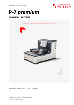 Fritsch Planetary Micro Mill PULVERISETTE 7 Mode d'emploi