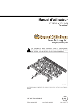 GREAT PLAINS VT1110-20 - VT1110-25 Turbo Max Mode d'emploi
