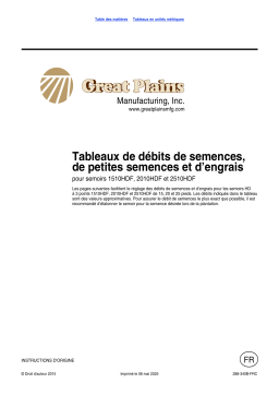 GREAT PLAINS 1510HDF, 2010HDF and 2510HDF 3-point Drills Manuel du propriétaire