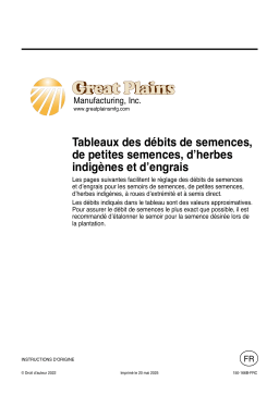GREAT PLAINS 1206NT 12-Foot End Wheel No-Till Drill Manuel du propriétaire