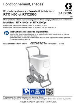 Graco 3A3259FR-N, Manuel, Pulvérisateurs d’enduit intérieur RTX1400, RTX2000 et RTX2500pi, Fonctionnement, Pièces, (Français) Manuel du propriétaire