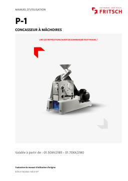 Fritsch Jaw Crushers PULVERISETTE 1 Mode d'emploi