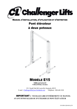 Challenger Lifts E15 (French) Manuel utilisateur
