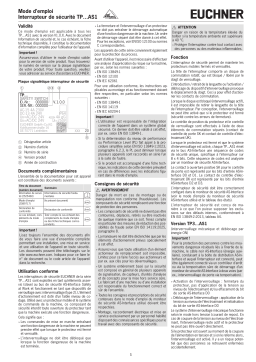 EUCHNER Interrupteur de sécurité TP…AS1 Mode d'emploi
