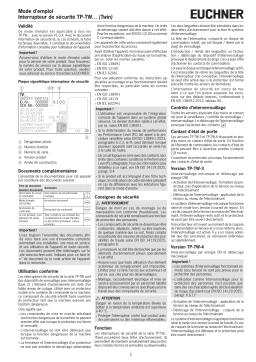 EUCHNER Interrupteur de sécurité TP-TW… (Twin) Mode d'emploi