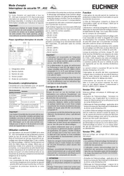 EUCHNER Interrupteur de sécurité TP…AS2 Mode d'emploi