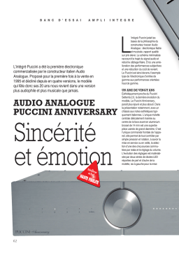 Audio Analogue Puccini Integrated Amplifier Manuel du propriétaire