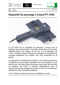 Habasit PT-103S Manuel du propriétaire