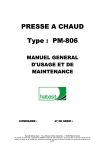 Habasit PM-806 Manuel du propri&eacute;taire