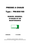 Habasit PM-806-160 Manuel du propri&eacute;taire