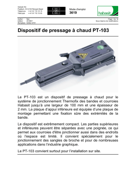 Habasit PT-103 Manuel du propriétaire