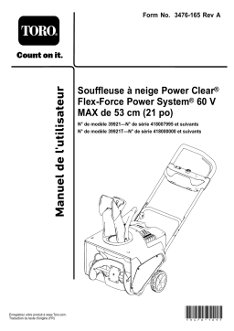 Toro 21in Power Clear Flex-Force Power System 60V MAX Snowthrower Manuel utilisateur
